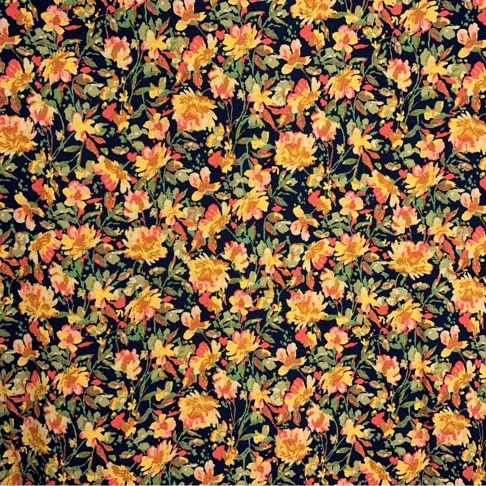 1X Terra And Sky Colorful Floral Peasant Top Orange Yellow Black Sweetheart Neck